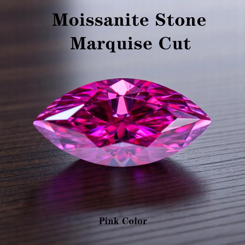 Moissanite Stone Marquise Cut Pink Color Gemstone Lab Grown Diamond For Charms DIY Ring Necklace Earrings Main Materials
Moissanite Stone Marquise Cut Pink Color Gemstone Lab Grown Diamond For Charms DIY Ring Necklace Earrings Main Materials