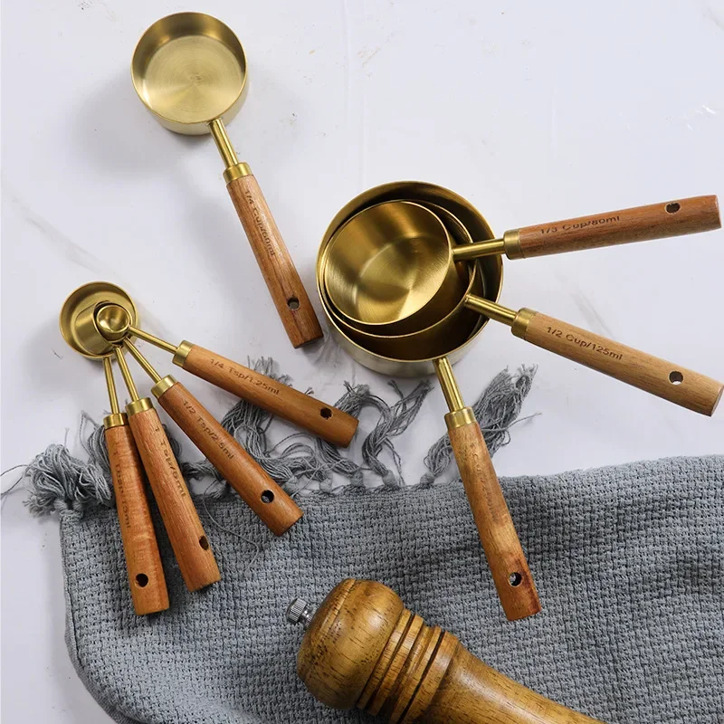 Stainless Steel Measuring Cup, Measuring Spoon, Acacia Wooden Handle, Kitchen Baking Tool, Mixing Scale, Measuring Spoon Set
Stainless Steel Measuring Cup, Measuring Spoon, Acacia Wooden Handle, Kitchen Baking Tool, Mixing Scale, Measuring Spoon Set