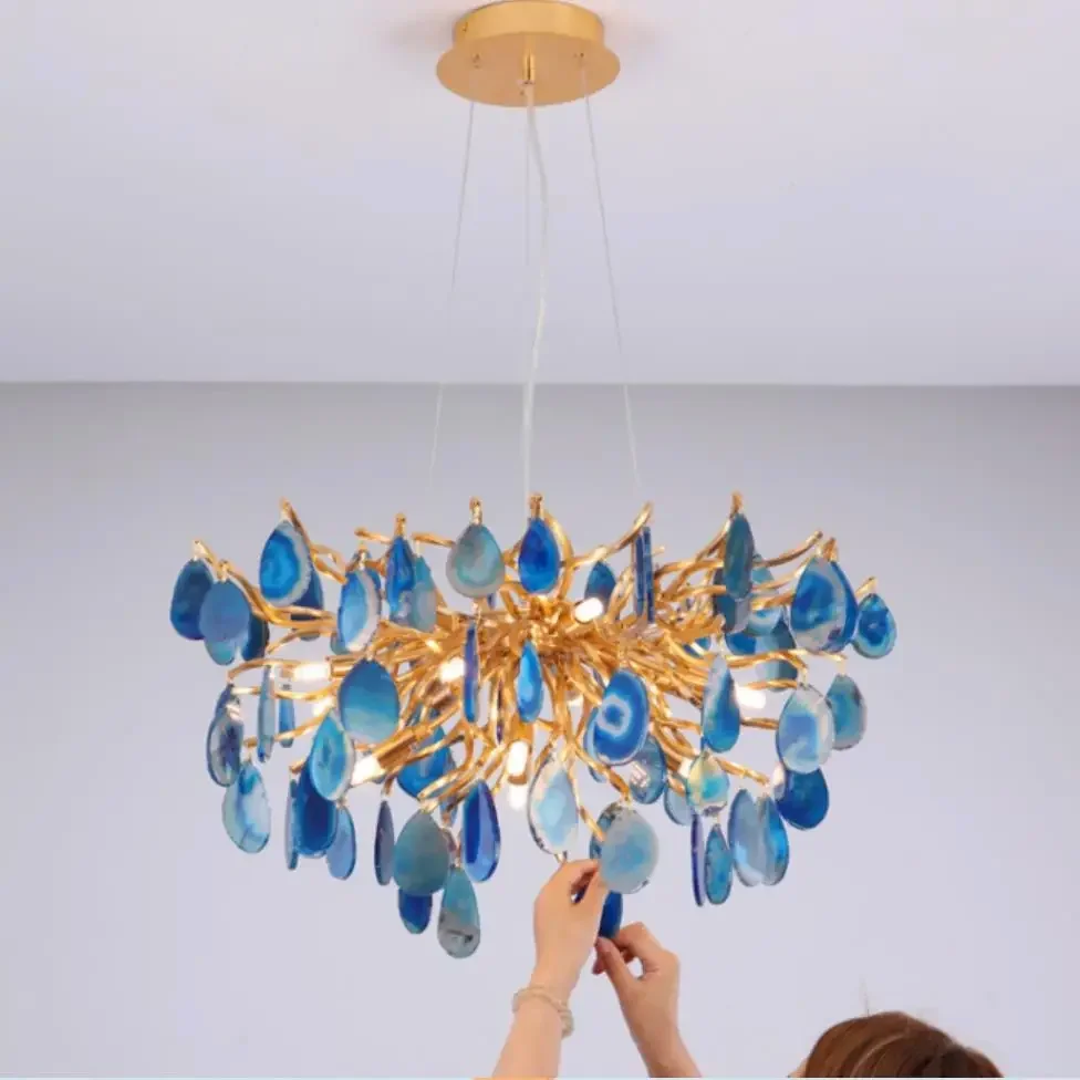 Nordic natural agate LED Chandeliers G4 color green blue red purple creative lighting lobby restaurant staircase Chandeliers
Nordic natural agate LED Chandeliers G4 color green blue red purple creative lighting lobby restaurant staircase Chandeliers