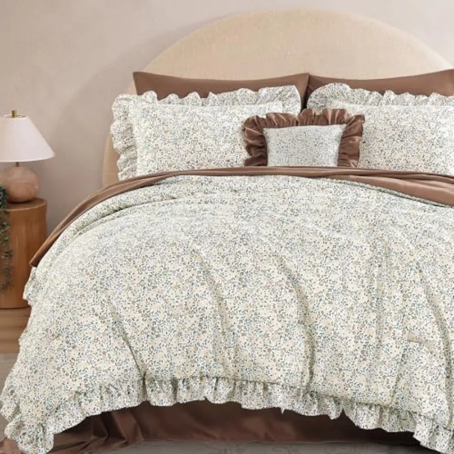 Comforter Set - 7 Pieces Ruffle Bedding Sets, Shabby Chic Farmhouse Bed in a Bag with Floral Comforter, Sheets, Pillowcases and
Comforter Set - 7 Pieces Ruffle Bedding Sets, Shabby Chic Farmhouse Bed in a Bag with Floral Comforter, Sheets, Pillowcases and