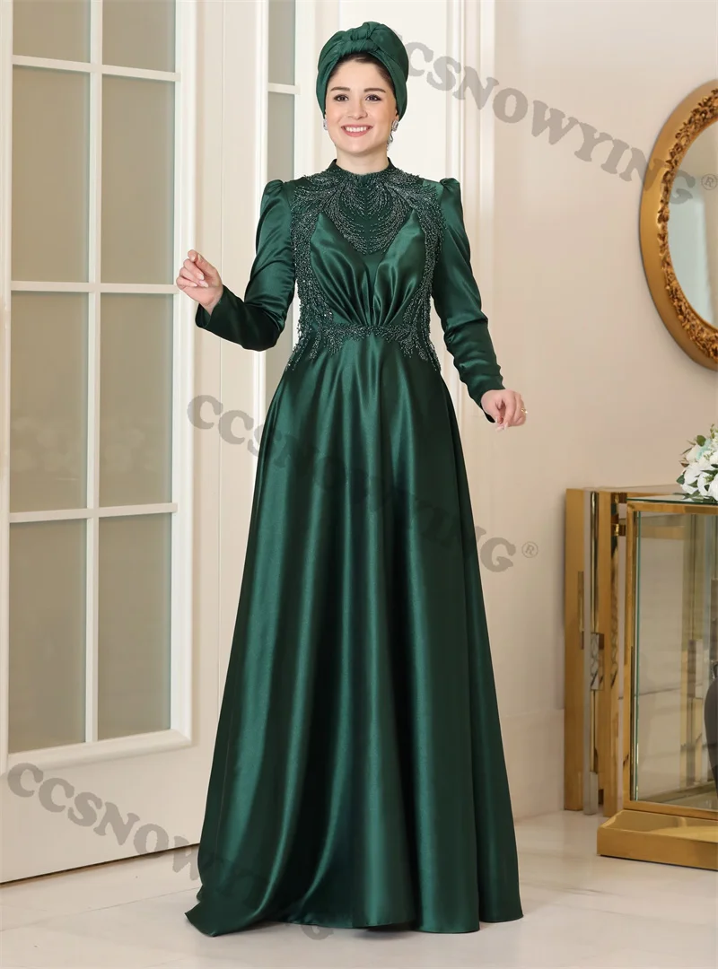 ClassicalLuxury Beaded Long Sleeve Satin Prom Dress High Neck Muslim Evening Dresses Formal Occasion Dresses Arabic Dubai Kaftan
ClassicalLuxury Beaded Long Sleeve Satin Prom Dress High Neck Muslim Evening Dresses Formal Occasion Dresses Arabic Dubai Kaftan