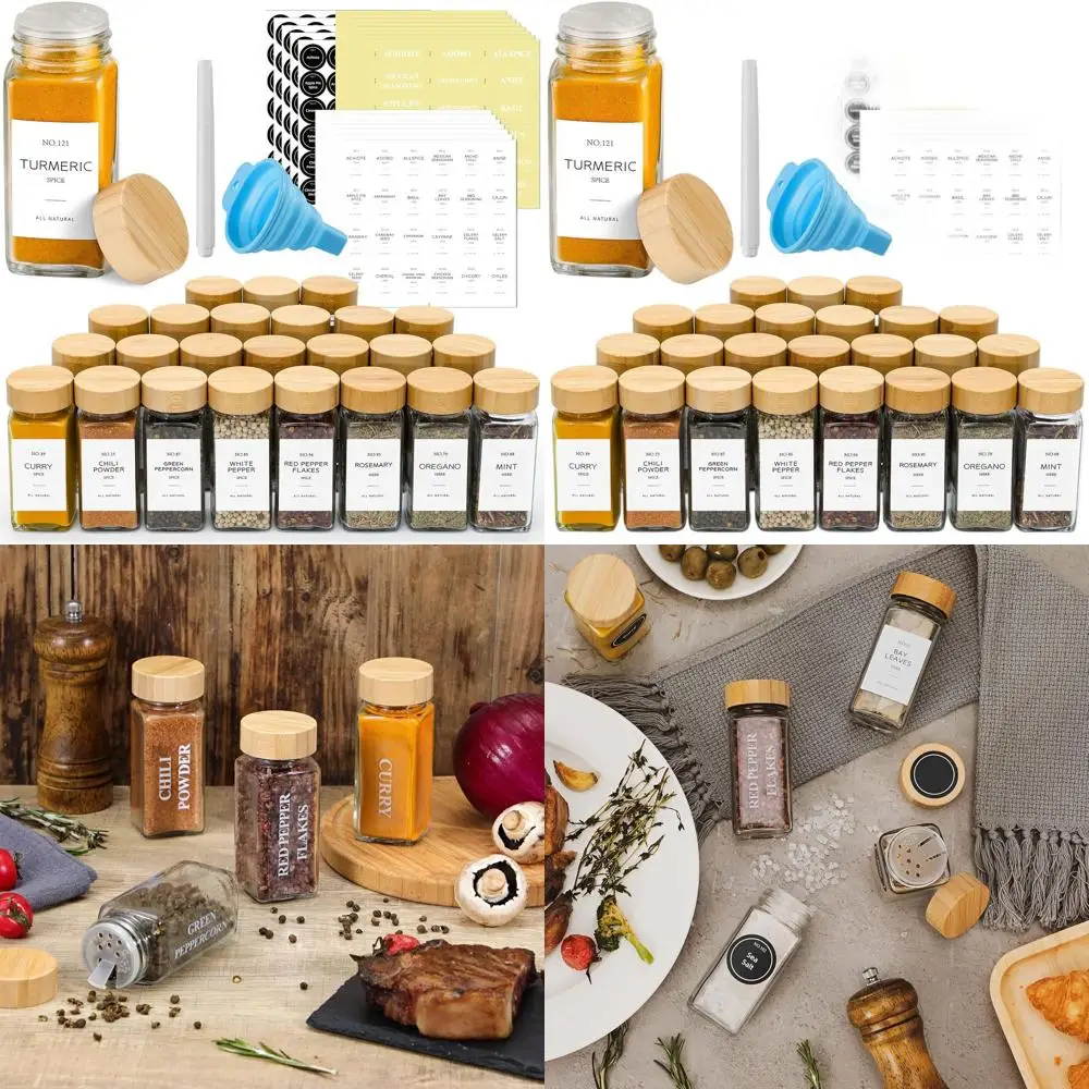 Набор из 36 стеклянных банок для специй на 4 унции с бамбуковыми крышками и минималистичными этикетками для хранения на кухне
Набор из 36 стеклянных банок для специй на 4 унции с бамбуковыми крышками и минималистичными этикетками для хранения на кухне