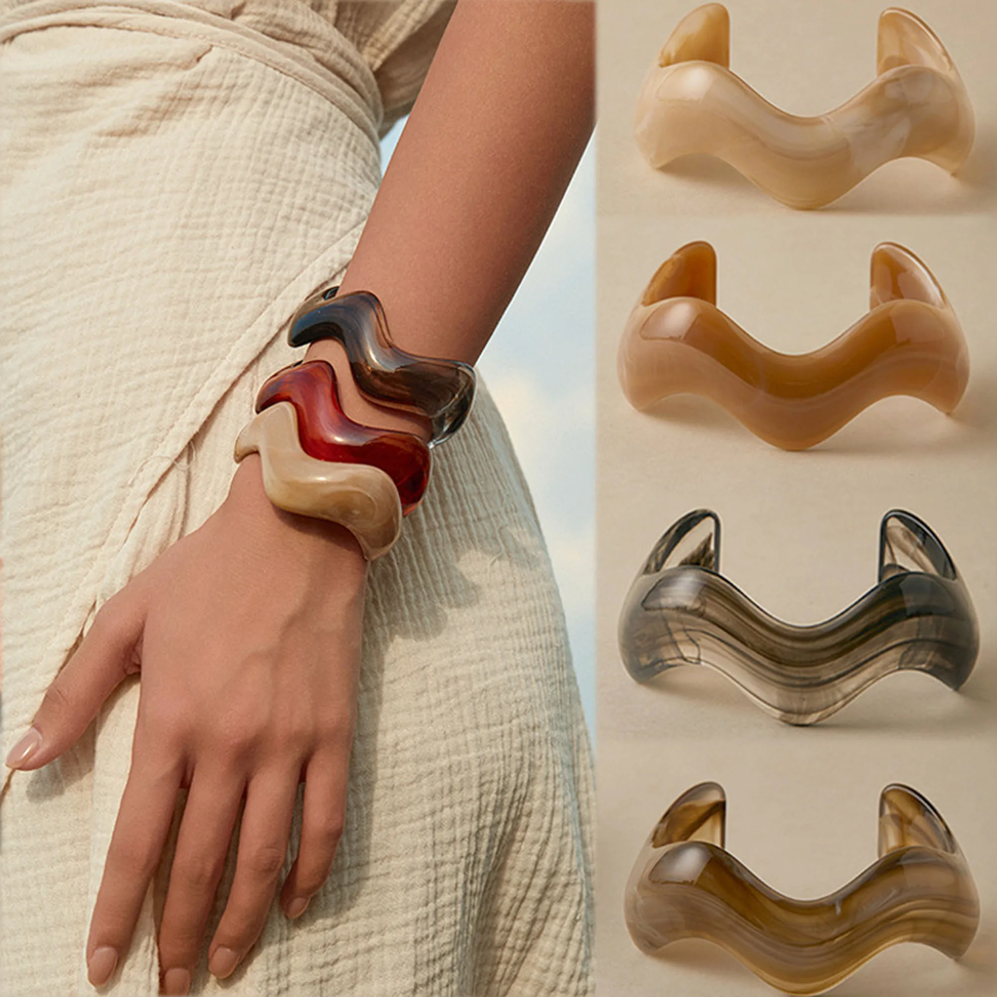 3Pcs Resin Irregular Cuff Bracelet Fashion Acetic Acid Wide Chunky Bangles Friendship Bracelet Jewelry for Mom Birthday Gifts
3Pcs Resin Irregular Cuff Bracelet Fashion Acetic Acid Wide Chunky Bangles Friendship Bracelet Jewelry for Mom Birthday Gifts