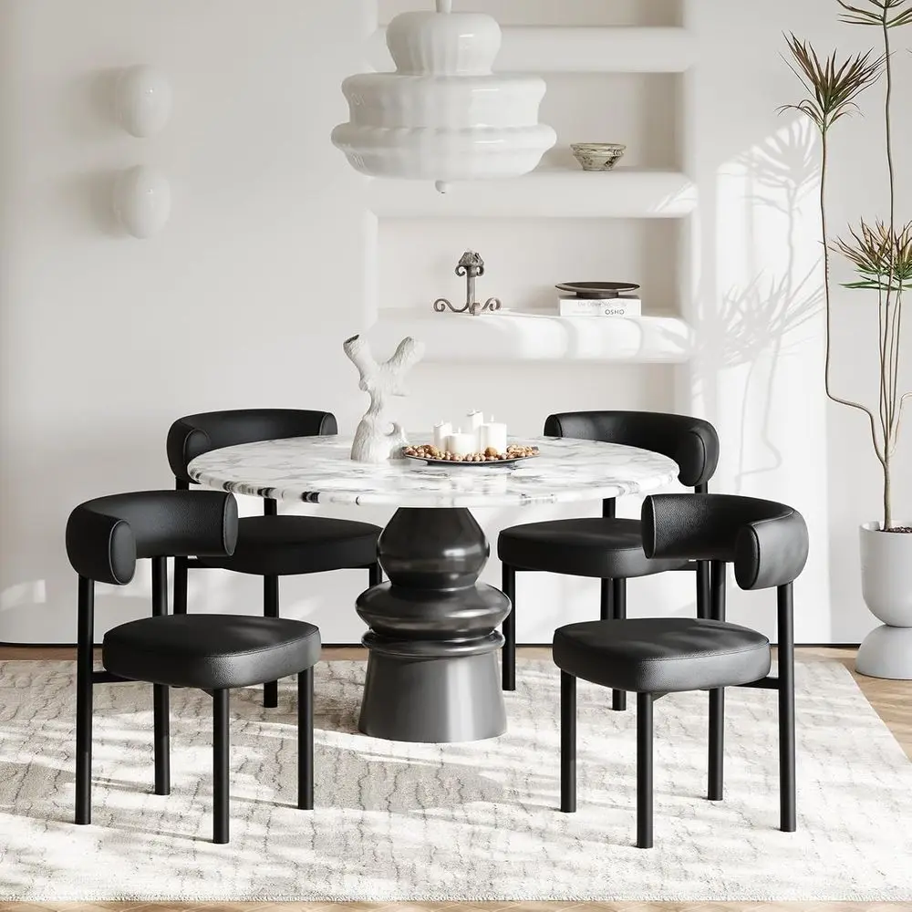 4-Piece Modern Dining Chairs with Carbon Steel Legs, Upholstered Seats, Leather Texture, Ergonomic Backrests for Dining or Kitch
4-Piece Modern Dining Chairs with Carbon Steel Legs, Upholstered Seats, Leather Texture, Ergonomic Backrests for Dining or Kitch