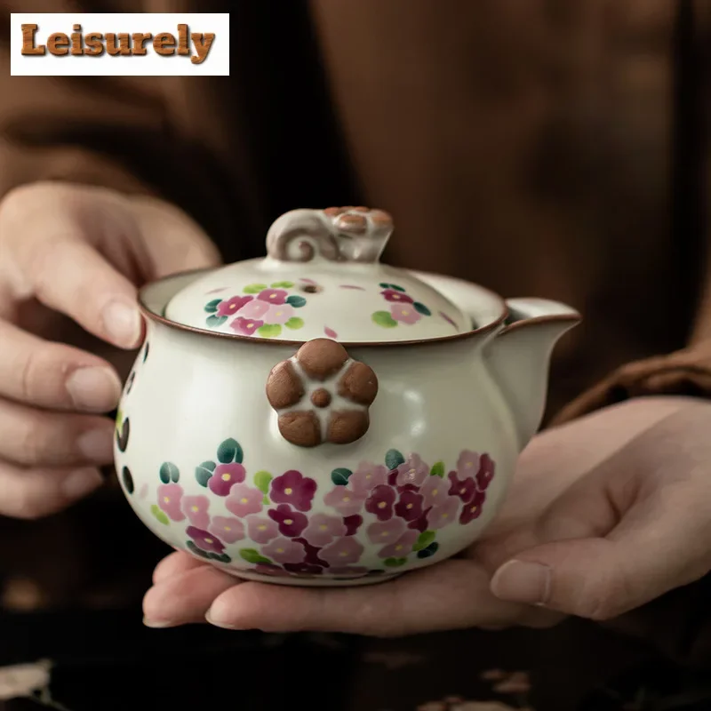 160 мл китайский фарфоровый чайник Ru Kiln с милым цветком панды, ручной горшок, антикетея, чайник с заварочным устройством, чайные услуги, ремесло
160 мл китайский фарфоровый чайник Ru Kiln с милым цветком панды, ручной горшок, антикетея, чайник с заварочным устройством, чайные услуги, ремесло