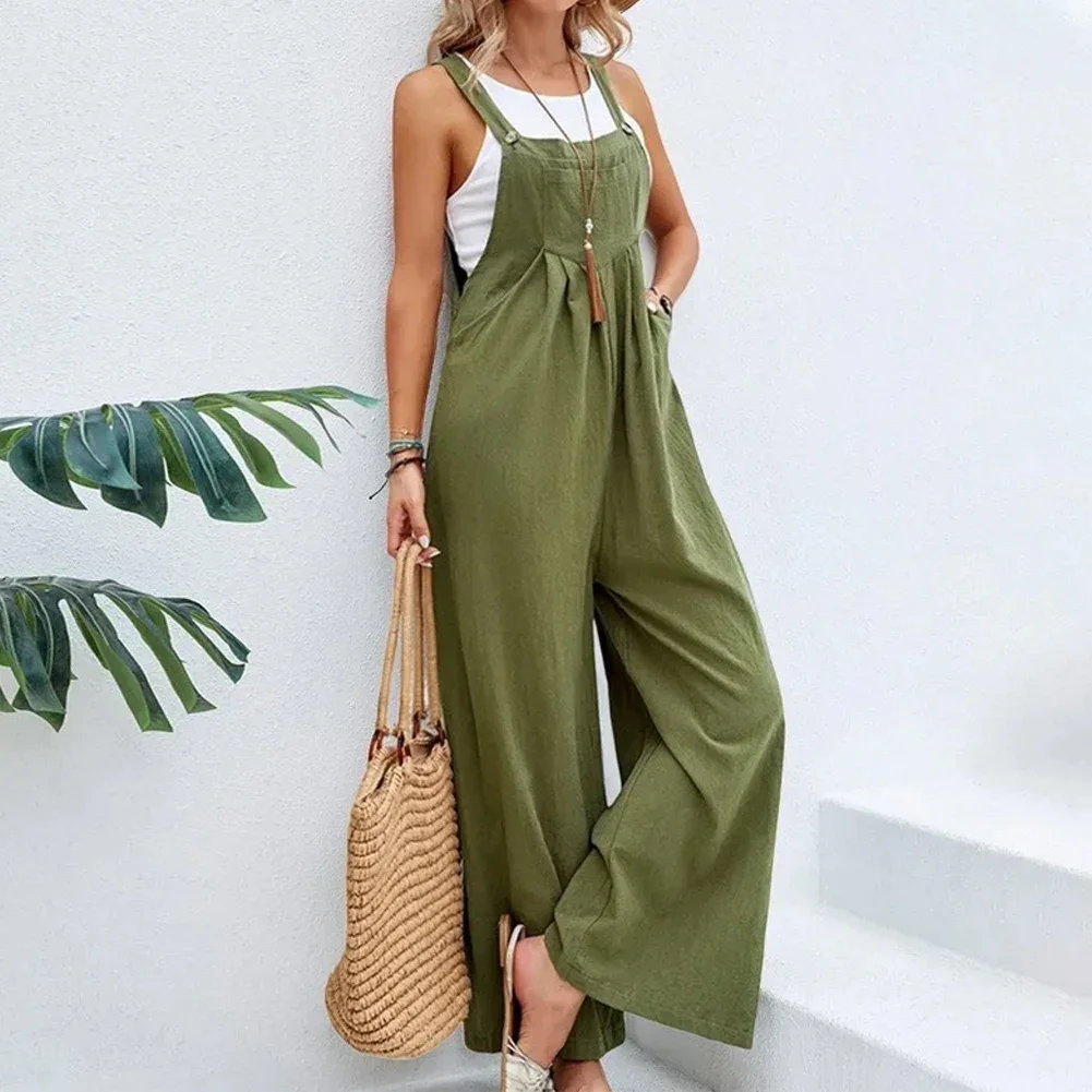 Women's Cotton Linen Jumpsuit Casual Wide Leg Suspender Pants Summer Loose Rompers Fashion Solid Color Jumpsuits
Women's Cotton Linen Jumpsuit Casual Wide Leg Suspender Pants Summer Loose Rompers Fashion Solid Color Jumpsuits