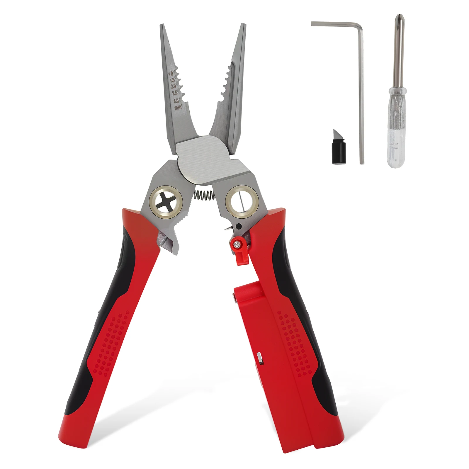 Wire Stripper Pliers Stainless Steel Wire Stripper Crimper 4 Hole Winding Cable Cutter Pliers Adjustable Cutter Cable Pliers
Wire Stripper Pliers Stainless Steel Wire Stripper Crimper 4 Hole Winding Cable Cutter Pliers Adjustable Cutter Cable Pliers