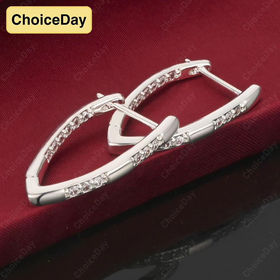 ChoiceDay 925 Sterling Silver V-Shaped Zirconia Hoop Earrings Women Temperament Party Charm Jewelry Accessories
ChoiceDay 925 Sterling Silver V-Shaped Zirconia Hoop Earrings Women Temperament Party Charm Jewelry Accessories