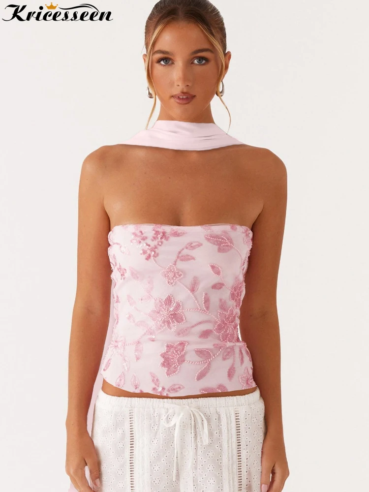 Kricesseen Girls Luxury Strapless Sequins Beaded Crop Top With Scarfs Summer Glitter Floral Sequins Vest Vacation Outfits
Kricesseen Girls Luxury Strapless Sequins Beaded Crop Top With Scarfs Summer Glitter Floral Sequins Vest Vacation Outfits