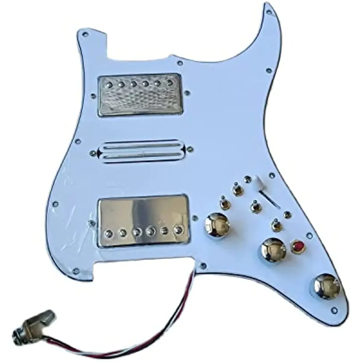 HSH Upgrade Prewired Pickguard Pickups Multifunction Set 7 Way Switch Dual Hot Rail High Output Chrome Pickups
HSH Upgrade Prewired Pickguard Pickups Multifunction Set 7 Way Switch Dual Hot Rail High Output Chrome Pickups