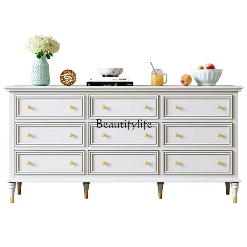 American solid wood white nine-chest cabinet household bedroom living room storage retro wall bedside cabinet
American solid wood white nine-chest cabinet household bedroom living room storage retro wall bedside cabinet