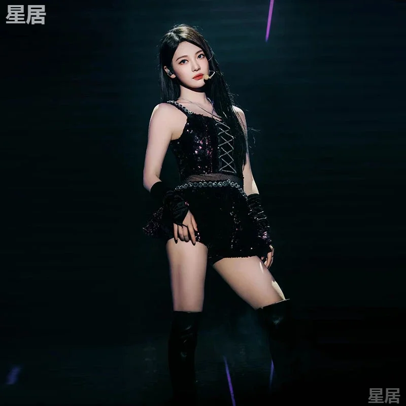 Jazz Dance Performance Costume Female Singer Jazz Dance Black Lace-up Crop Tops Mesh Puffy Skirt Festivals Dancer Sexy Outfits
Jazz Dance Performance Costume Female Singer Jazz Dance Black Lace-up Crop Tops Mesh Puffy Skirt Festivals Dancer Sexy Outfits