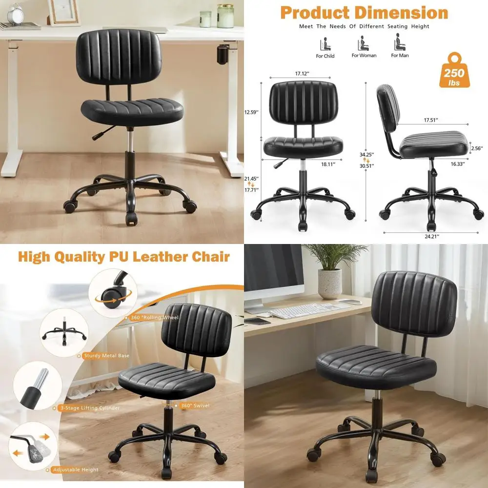 Small Oice Desk Chair - ArmlPU Leather with Comy Lumbar Support, Height Adjustable Rolling Swivel Task or No Arms, or Adult, Stu
Small Oice Desk Chair - ArmlPU Leather with Comy Lumbar Support, Height Adjustable Rolling Swivel Task or No Arms, or Adult, Stu