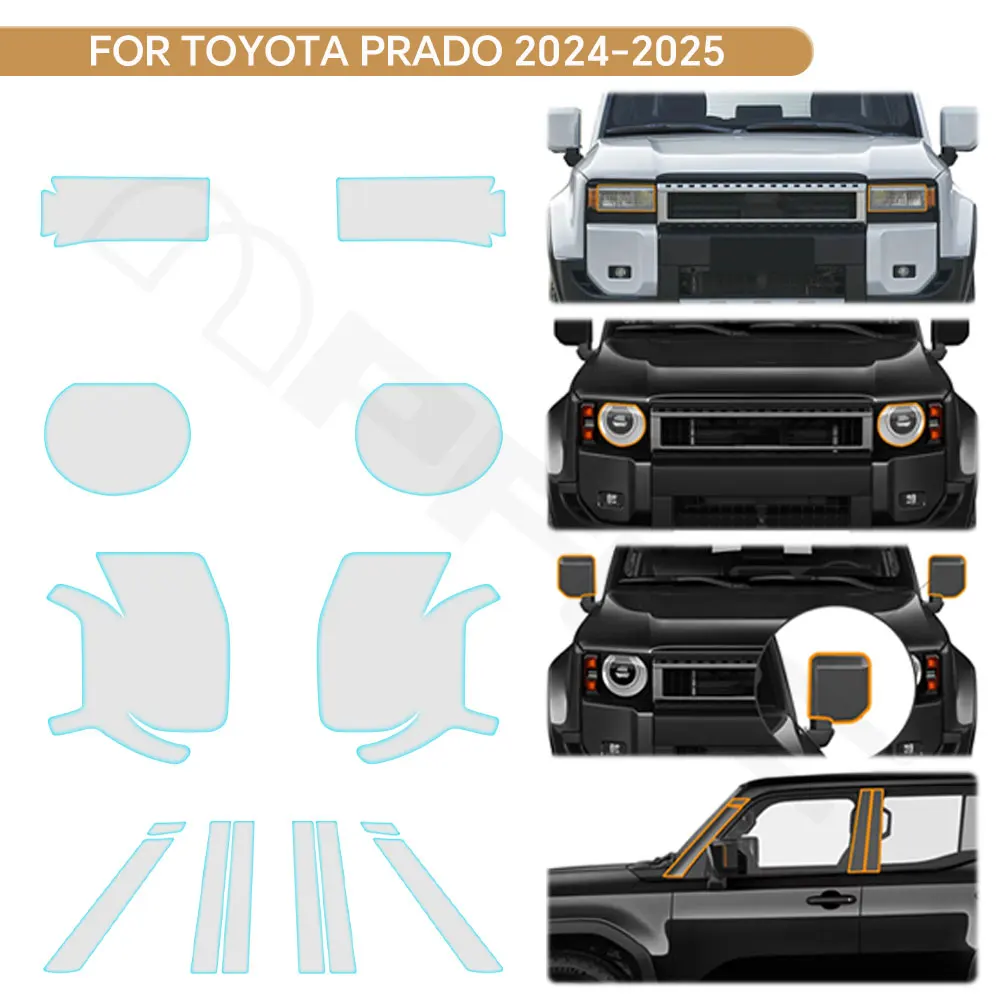 For Toyota Prado 2024 2025 TPU Car A B Pillars Paint Clear Film PPF Headlight Rearview Protection Sticker Pre-cut Anti-scratch
For Toyota Prado 2024 2025 TPU Car A B Pillars Paint Clear Film PPF Headlight Rearview Protection Sticker Pre-cut Anti-scratch