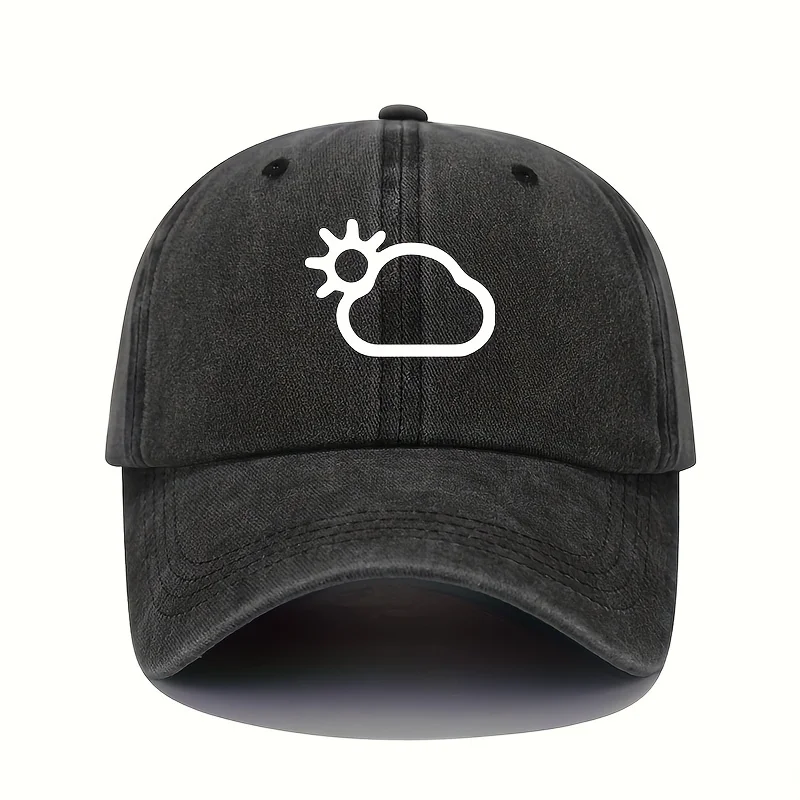 Sun and cloud pattern printed baseball cap with simple design, suitable for both men and women, versatile casual hat
Sun and cloud pattern printed baseball cap with simple design, suitable for both men and women, versatile casual hat