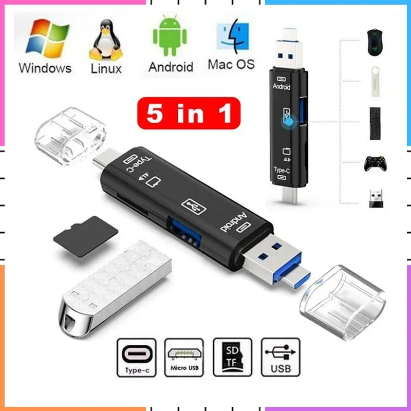 5 в 1 Тип C Micro USB 3.0 TF OTG Адаптер для чтения карт памяти SD/USB 3.1 Адаптер для чтения карт памяти для ноутбуков, телефонов Comp
5 в 1 Тип C Micro USB 3.0 TF OTG Адаптер для чтения карт памяти SD/USB 3.1 Адаптер для чтения карт памяти для ноутбуков, телефонов Comp