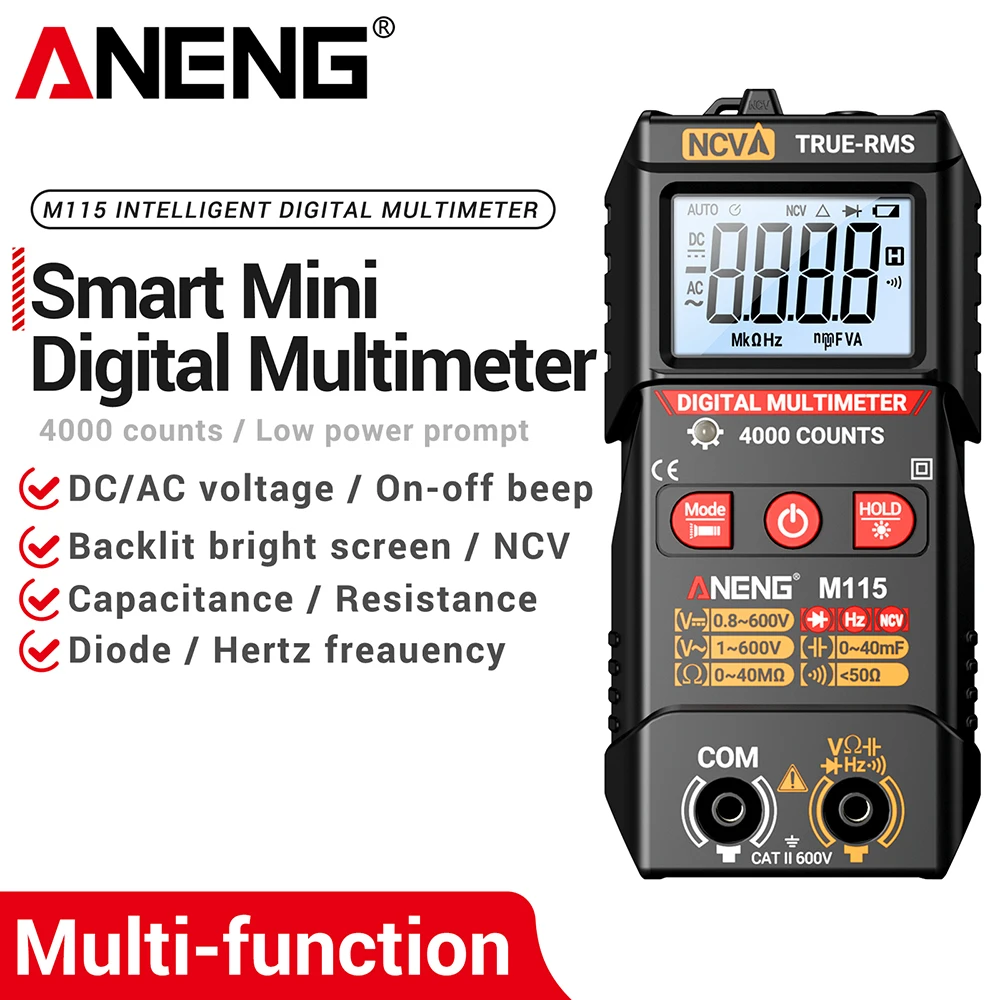 Цифровой мультиметр ANENG M115 с 4000-разрядным дисплеем, измерением емкости и частоты (Гц), многофункциональный тестер, измерительные инструменты
Цифровой мультиметр ANENG M115 с 4000-разрядным дисплеем, измерением емкости и частоты (Гц), многофункциональный тестер, измерительные инструменты