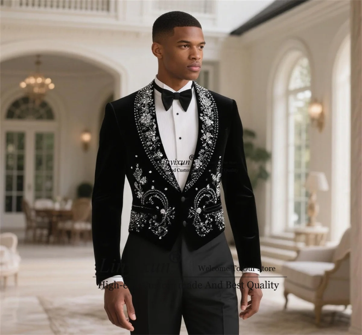 Fashion Handsome Men Suits 2 Pieces Sets Male Party Prom Blazer High End Rhinestones Beaded Groom Tuxedos Customized Ropa Hombre
Fashion Handsome Men Suits 2 Pieces Sets Male Party Prom Blazer High End Rhinestones Beaded Groom Tuxedos Customized Ropa Hombre