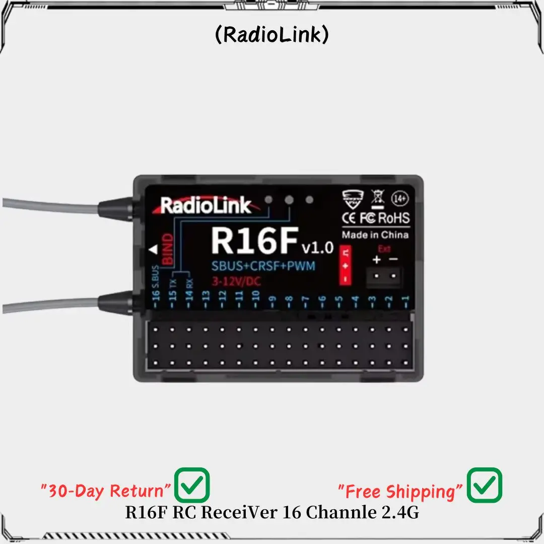 Радиоуправляемый приемник Radiolink R16F, 16-канальный 2,4G гироскоп, автомобильное напряжение, телеметрия передачи данных, 600 м, дальность действия RX для радиоуправляемого автомобиля, лодки, самолета
Радиоуправляемый приемник Radiolink R16F, 16-канальный 2,4G гироскоп, автомобильное напряжение, телеметрия передачи данных, 600 м, дальность действия RX для радиоуправляемого автомобиля, лодки, самолета