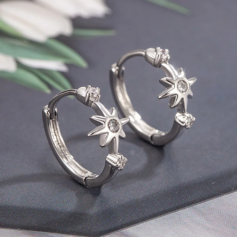 925 Sterling Silver Plated Zircon Star Hoop Earrings For Women Girls Wedding Party Jewelry Accessories e1236
925 Sterling Silver Plated Zircon Star Hoop Earrings For Women Girls Wedding Party Jewelry Accessories e1236