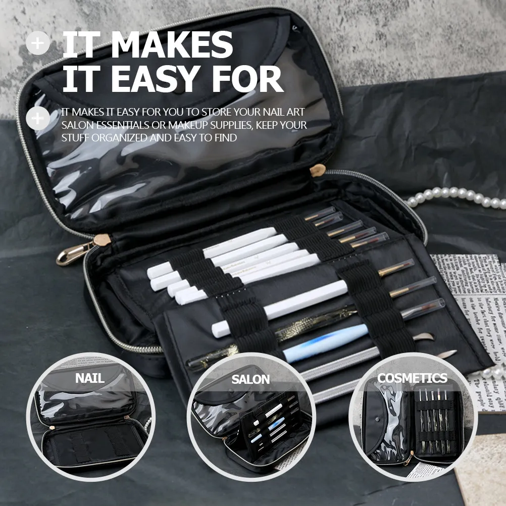 Manicure Tool Brush Holder Large Capacity Nail Art Storage Pouch with Multiple Compartments for Salon Supplies and Artist Paint
Manicure Tool Brush Holder Large Capacity Nail Art Storage Pouch with Multiple Compartments for Salon Supplies and Artist Paint