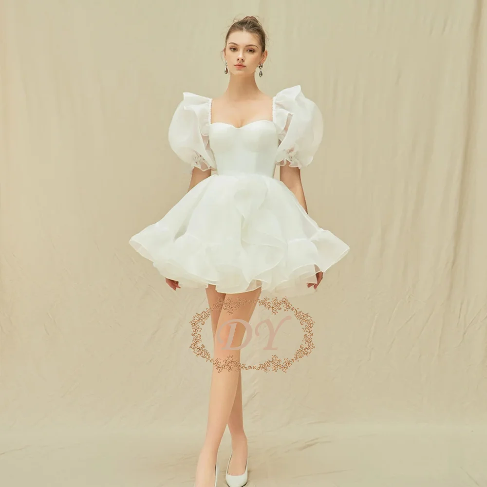 DY Simple Puffy Short Wedding Dresses Square Collar A-Line Mini Bridal Gown Customized vestidos de novia Lace-up Soft Organza
DY Simple Puffy Short Wedding Dresses Square Collar A-Line Mini Bridal Gown Customized vestidos de novia Lace-up Soft Organza
