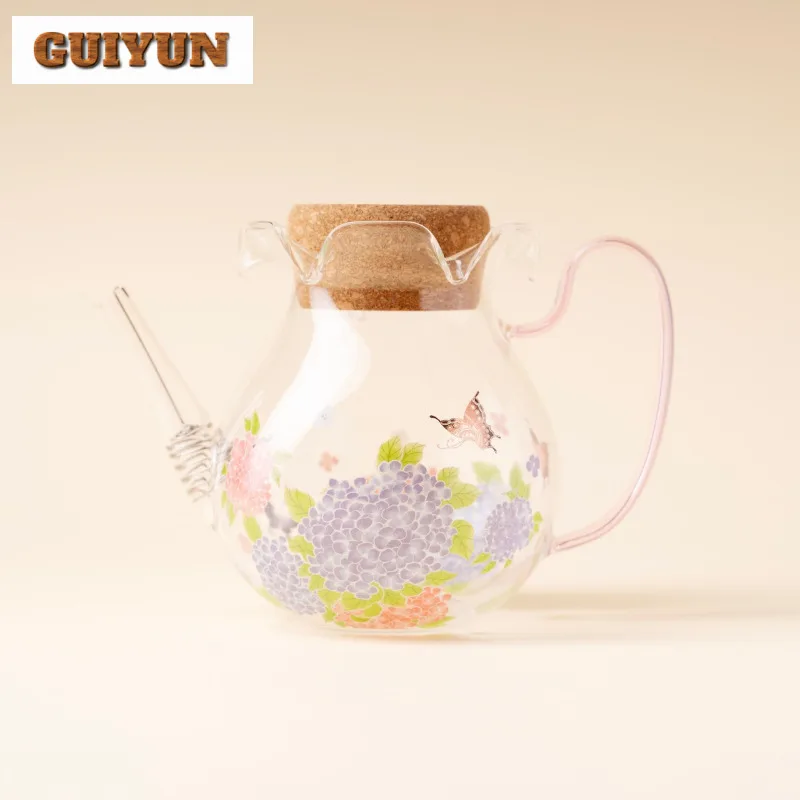 750ml Hydrangea Butterfly Glass Teapot Zen Tea Infuser Pot Household Tea Maker Kettle With Strainer Puer Tableware Ornaments
750ml Hydrangea Butterfly Glass Teapot Zen Tea Infuser Pot Household Tea Maker Kettle With Strainer Puer Tableware Ornaments