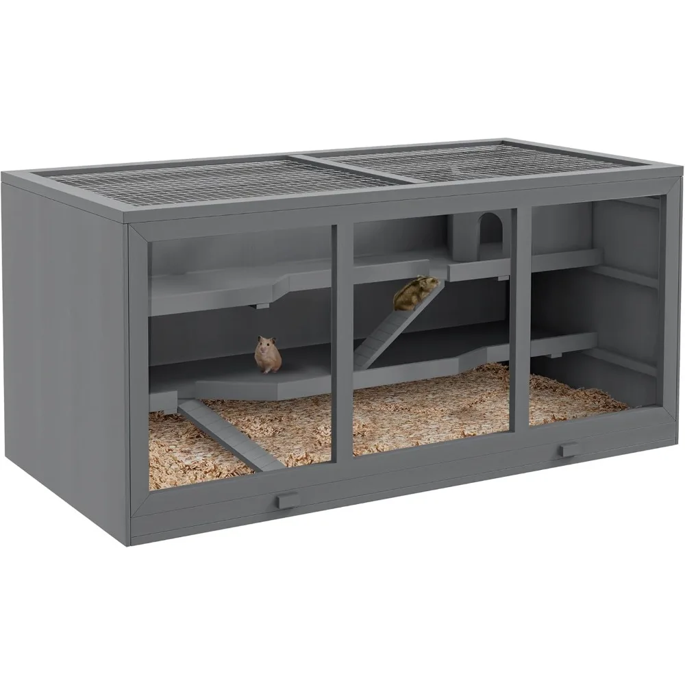 Extra Large Wooden Hamster Cage, Gerbil Cage, and Other Small Animal Habitat, Hamster Habitat with Opening Roof, Hut, Ramps, Gr
Extra Large Wooden Hamster Cage, Gerbil Cage, and Other Small Animal Habitat, Hamster Habitat with Opening Roof, Hut, Ramps, Gr