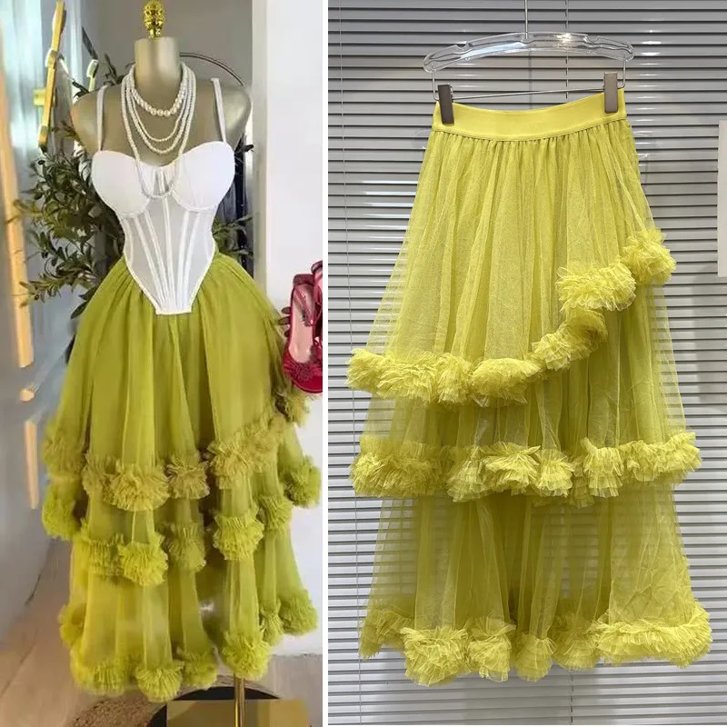 Women Irregular Mesh Skirts Solid Puffy Skirt Ankle Lenth A Line High Elastic Waist Loose Fit Elegant Casual 2025 Spring Autumn
Women Irregular Mesh Skirts Solid Puffy Skirt Ankle Lenth A Line High Elastic Waist Loose Fit Elegant Casual 2025 Spring Autumn