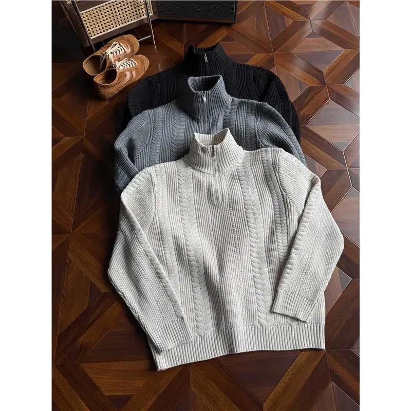 Мужской и женский теплый вязаный свитер с текстурой «пшеничный колос» и молнией, универсальный, классический, из плотной пряжи
Мужской и женский теплый вязаный свитер с текстурой «пшеничный колос» и молнией, универсальный, классический, из плотной пряжи