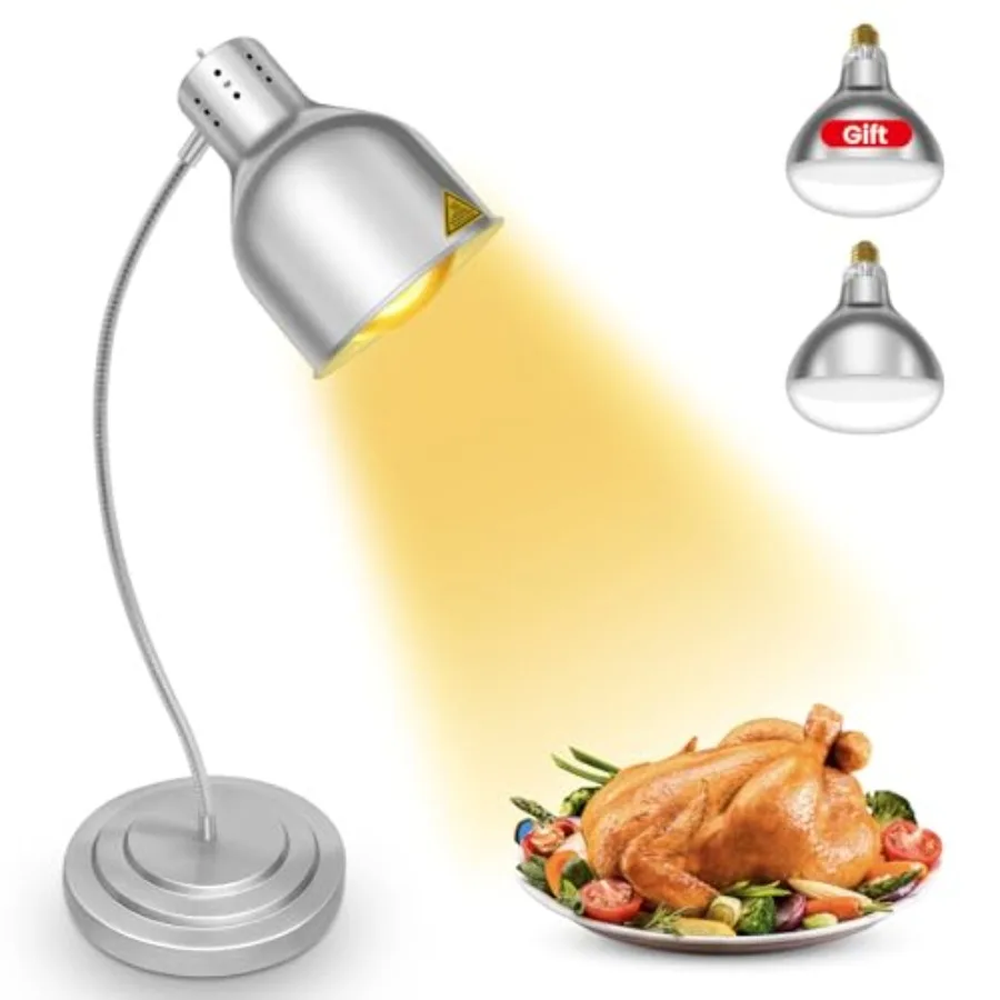 Commercial food warmer lamp for restaurant, buffet, catering, home use; stainless steel; silver; 250W infrared bulb, 110V, incl
Commercial food warmer lamp for restaurant, buffet, catering, home use; stainless steel; silver; 250W infrared bulb, 110V, incl