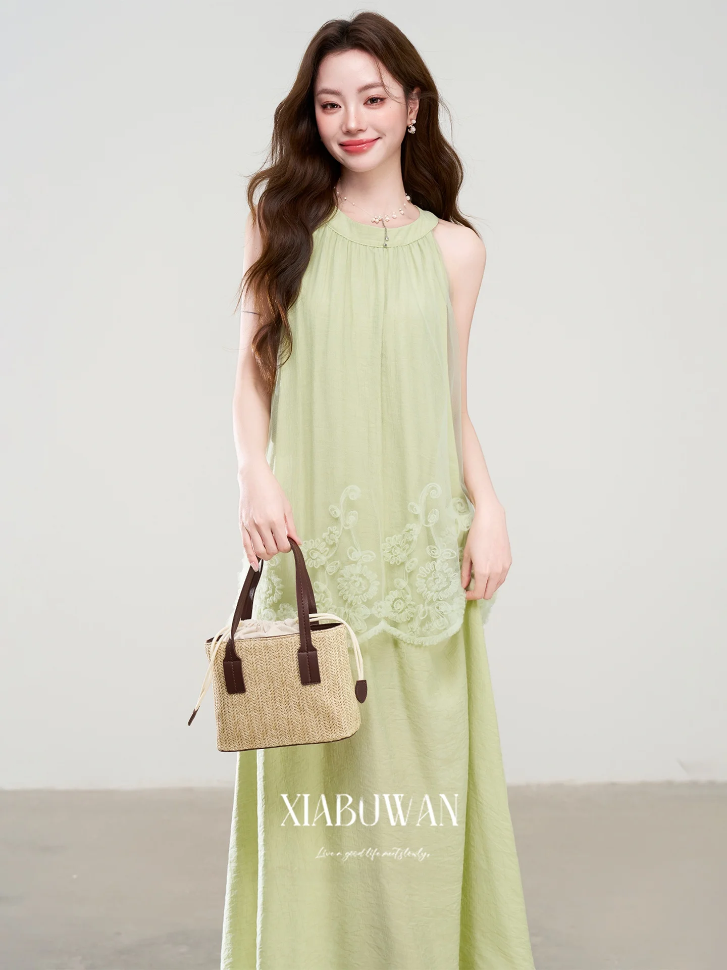 Summer Neckline Dress Women's Loose A-Line Long Dress Vacation Style Lazy Style French Style High Waist Medium Thickness
Summer Neckline Dress Women's Loose A-Line Long Dress Vacation Style Lazy Style French Style High Waist Medium Thickness