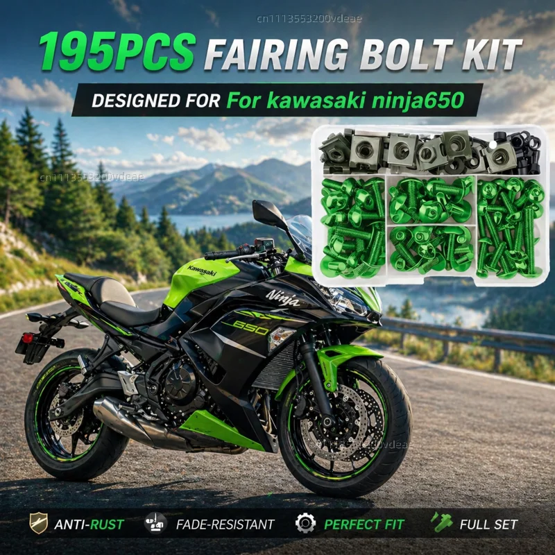 195Pcs Motorcycle Aluminum Fairing Bolt Screws Kit Nut Clips For kawasaki ninja650 Z650 Z NINJA 650 650SE versys650 CNC Fastener
195Pcs Motorcycle Aluminum Fairing Bolt Screws Kit Nut Clips For kawasaki ninja650 Z650 Z NINJA 650 650SE versys650 CNC Fastener