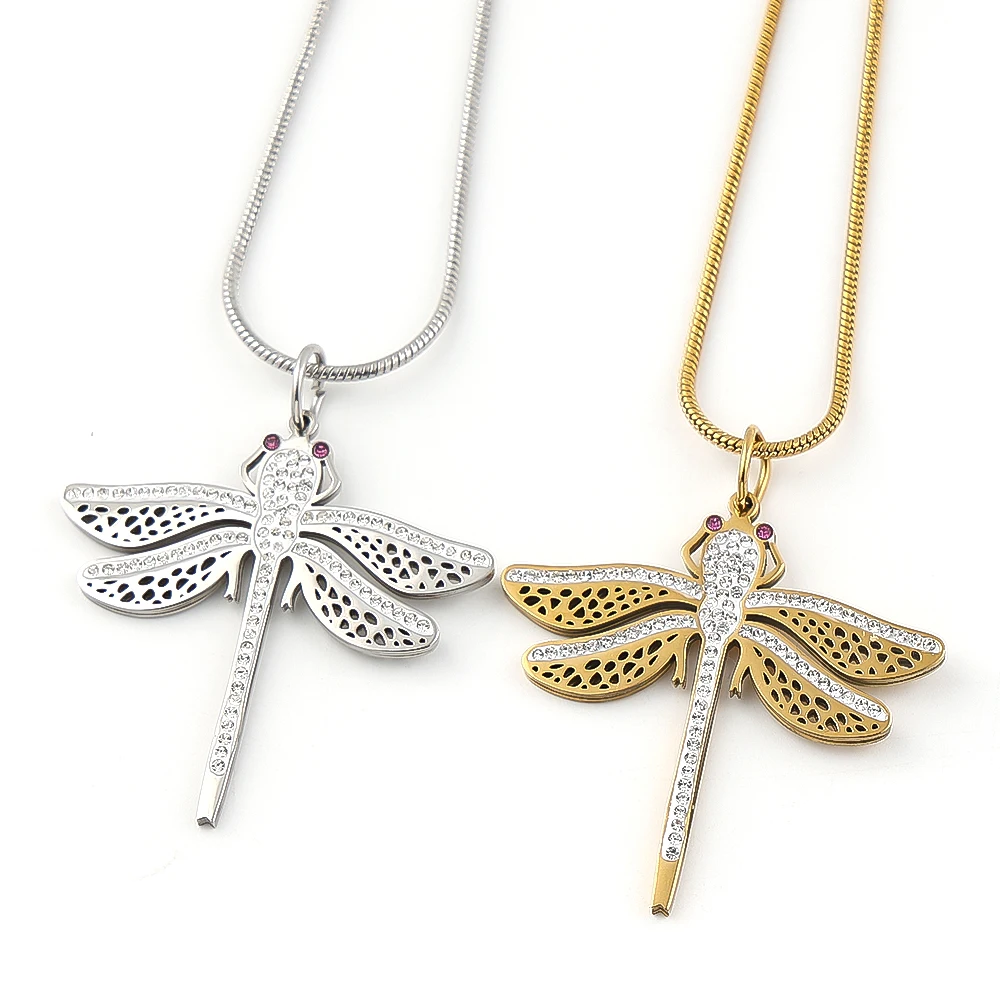 Vintage Rhinestones Dragonfly Pendant Necklace For Women Stainless Steel Gold Color Clavicle Snake Chain Necklaces Jewelry Gift
Vintage Rhinestones Dragonfly Pendant Necklace For Women Stainless Steel Gold Color Clavicle Snake Chain Necklaces Jewelry Gift