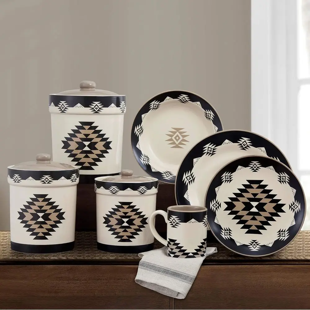 19-Piece Southwestern Rustic Dinnerware Set: Plates, Bowls, Mugs, Canisters for Cabin Lodge Style
19-Piece Southwestern Rustic Dinnerware Set: Plates, Bowls, Mugs, Canisters for Cabin Lodge Style
