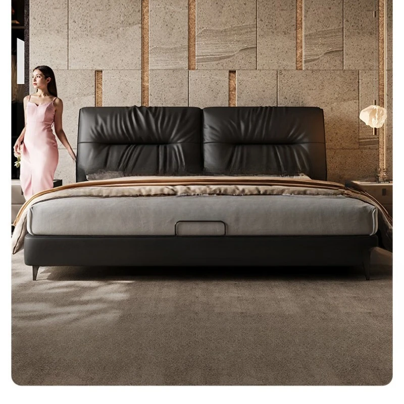 Italian minimalist leather bed, high-end atmospheric first layer cowhide
Italian minimalist leather bed, high-end atmospheric first layer cowhide