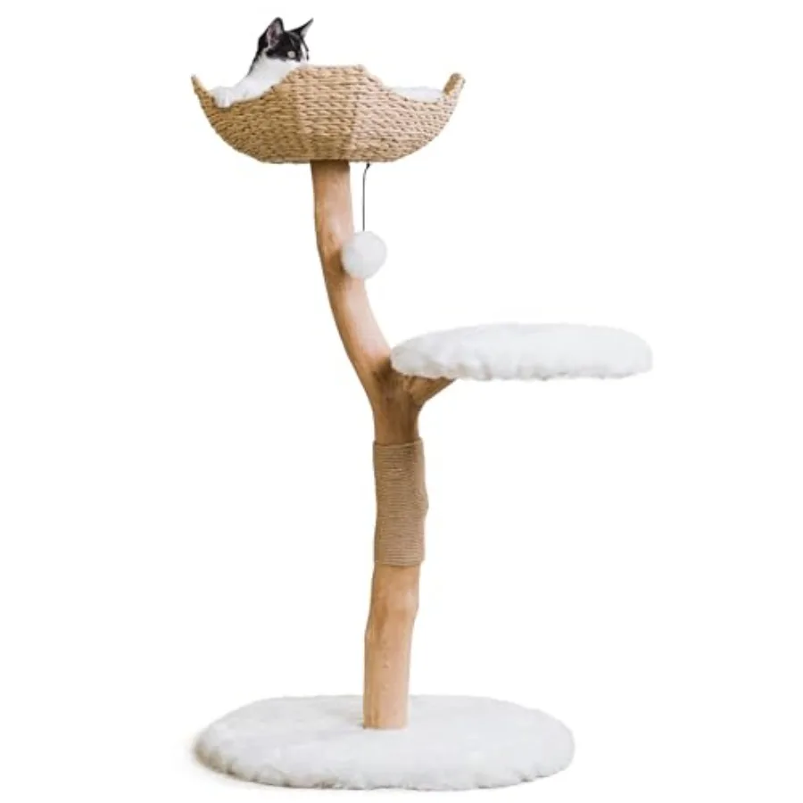 White Uni Cat Tree 43 H 27 LBS Multi-Level Scratching Post with Hideaway and Hanging Toys Durable Sisal Rope and Soft Fleece Fa
White Uni Cat Tree 43 H 27 LBS Multi-Level Scratching Post with Hideaway and Hanging Toys Durable Sisal Rope and Soft Fleece Fa