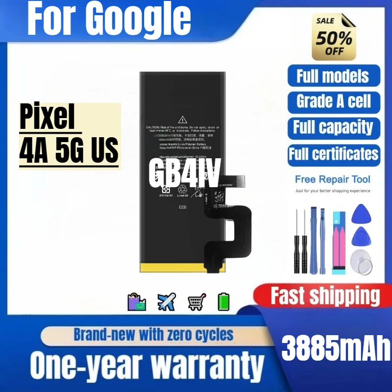 GB4IV for Google Pixel 4A 5G US Phone Battery 0 Cycle High Quality High Capacity Replacement Bateria Grade A Cell with Tools
GB4IV for Google Pixel 4A 5G US Phone Battery 0 Cycle High Quality High Capacity Replacement Bateria Grade A Cell with Tools