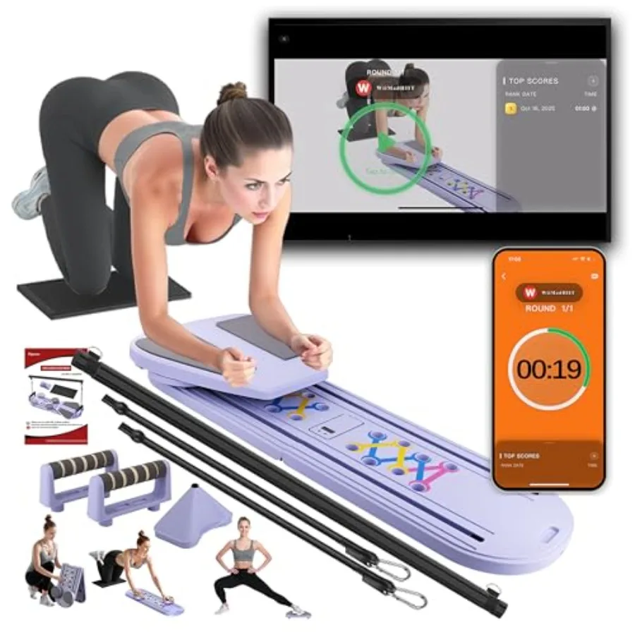 Pilates Board - Mini Pilates Reformer Portable Foldable Multifunctional Slider Board for Home Workout in Black with App Counter
Pilates Board - Mini Pilates Reformer Portable Foldable Multifunctional Slider Board for Home Workout in Black with App Counter