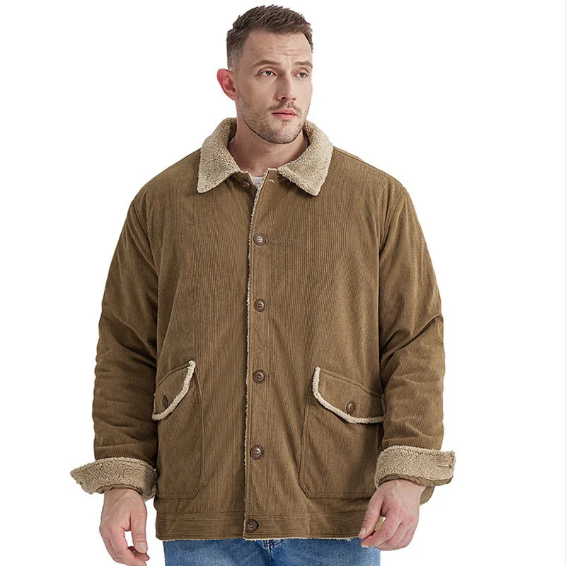Winter Men's Corduroy Plus Fleece Thick Jacket Size Top Solid Color Lapel Loose Lamb Jackets
Winter Men's Corduroy Plus Fleece Thick Jacket Size Top Solid Color Lapel Loose Lamb Jackets