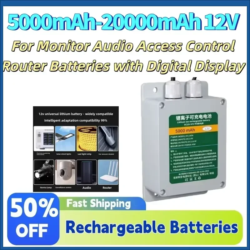 New 5000mAh-20000mAh 12V Lithium-ion Rechargeable Battery for Monitor Audio Access Control Router Batteries with Digital
New 5000mAh-20000mAh 12V Lithium-ion Rechargeable Battery for Monitor Audio Access Control Router Batteries with Digital