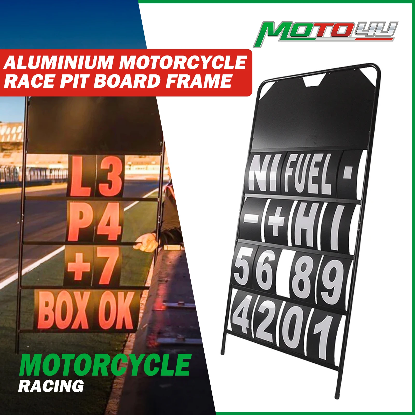 Aluminium Motorcycle Race Pit Board Frame And 37PCS Number Kit Dedicated to Racing
Aluminium Motorcycle Race Pit Board Frame And 37PCS Number Kit Dedicated to Racing