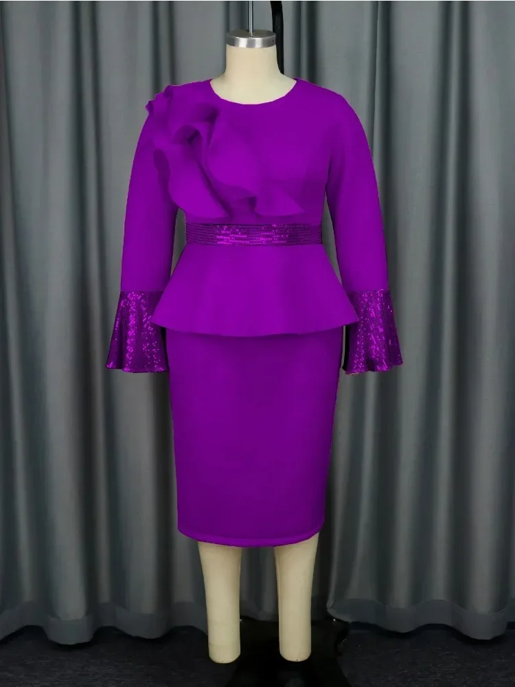 Church Dresses for Women Elegant Ruffles Long Flare Sleeves Sequined Party Bodycon Peplum Classy Occasion African Wedding Guest
Church Dresses for Women Elegant Ruffles Long Flare Sleeves Sequined Party Bodycon Peplum Classy Occasion African Wedding Guest