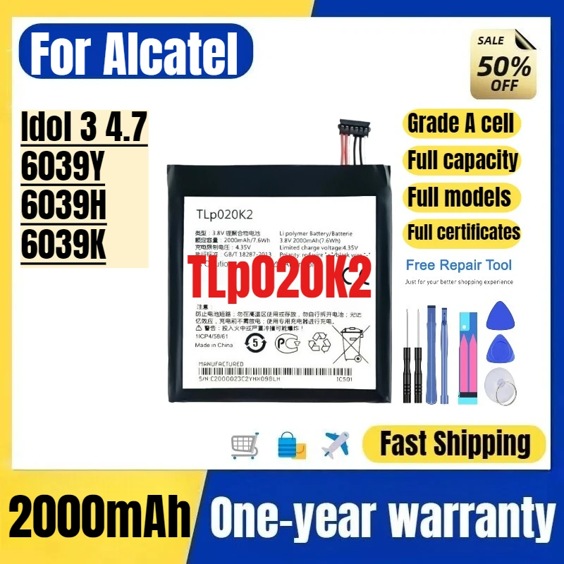 TLp020K2 for Alcatel Idol 3 4.7/6039Y/6039H/6039K Phone Battery High Quality High Capacity Replacement Bateria Grade A Cell
TLp020K2 for Alcatel Idol 3 4.7/6039Y/6039H/6039K Phone Battery High Quality High Capacity Replacement Bateria Grade A Cell