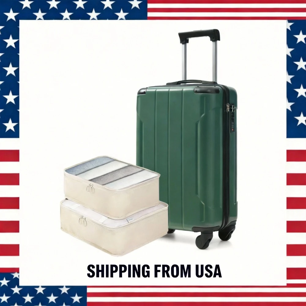 20-дюймовый жесткий чемодан, легкий и прочный чемодан из ABS-пластика с колесами-спиннерами, встроенным замком TSA, 2 органайзера для упаковки вещей
20-дюймовый жесткий чемодан, легкий и прочный чемодан из ABS-пластика с колесами-спиннерами, встроенным замком TSA, 2 органайзера для упаковки вещей