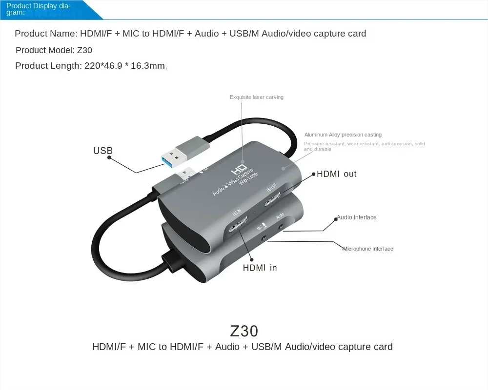 4K HDMI USB 3.0 Video Capture Card - High Definition Game Streaming and Recording for OBS
4K HDMI USB 3.0 Video Capture Card - High Definition Game Streaming and Recording for OBS