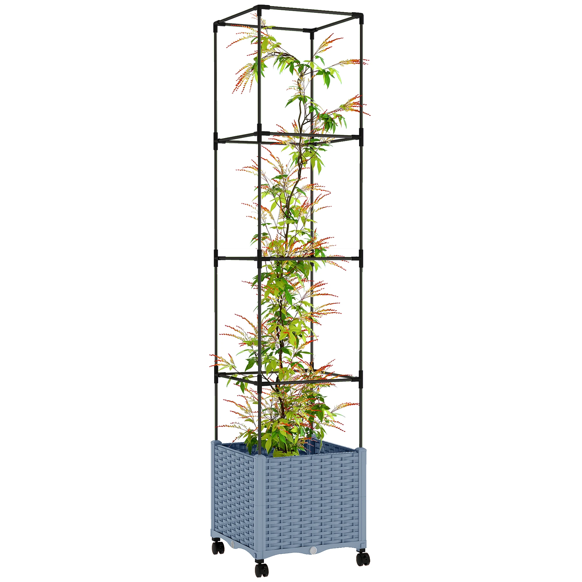 Raised Garden Bed with Trellis, Tomato Cage with Lockable Wheels, Self Watering Planter Box with Drainage Holes, Gray
Raised Garden Bed with Trellis, Tomato Cage with Lockable Wheels, Self Watering Planter Box with Drainage Holes, Gray