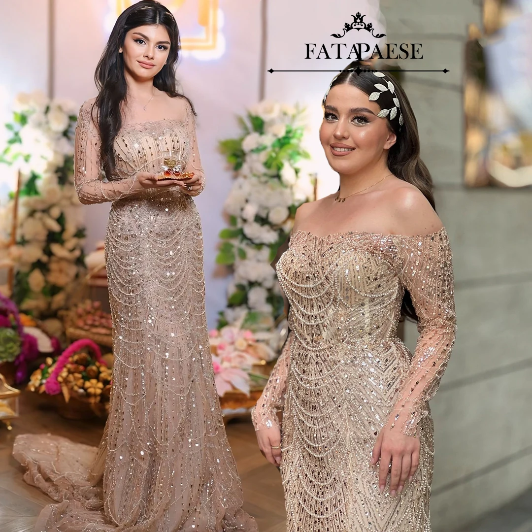 FATAPAESE Customized Luxury Beaded Coreset Glitter Wedding Dress Full Sleeve Mermaid Floor-length Gown Bride for Fommal Ball
FATAPAESE Customized Luxury Beaded Coreset Glitter Wedding Dress Full Sleeve Mermaid Floor-length Gown Bride for Fommal Ball