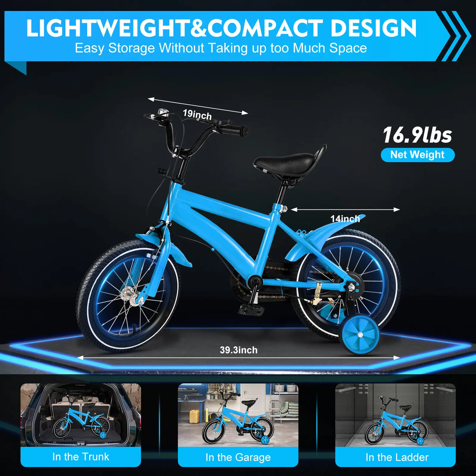 14 Inch Kids Bicycle With Training Wheels For 3-4 Year Old Boys Classic Bike Blue Lightweight Sturdy Design
14 Inch Kids Bicycle With Training Wheels For 3-4 Year Old Boys Classic Bike Blue Lightweight Sturdy Design