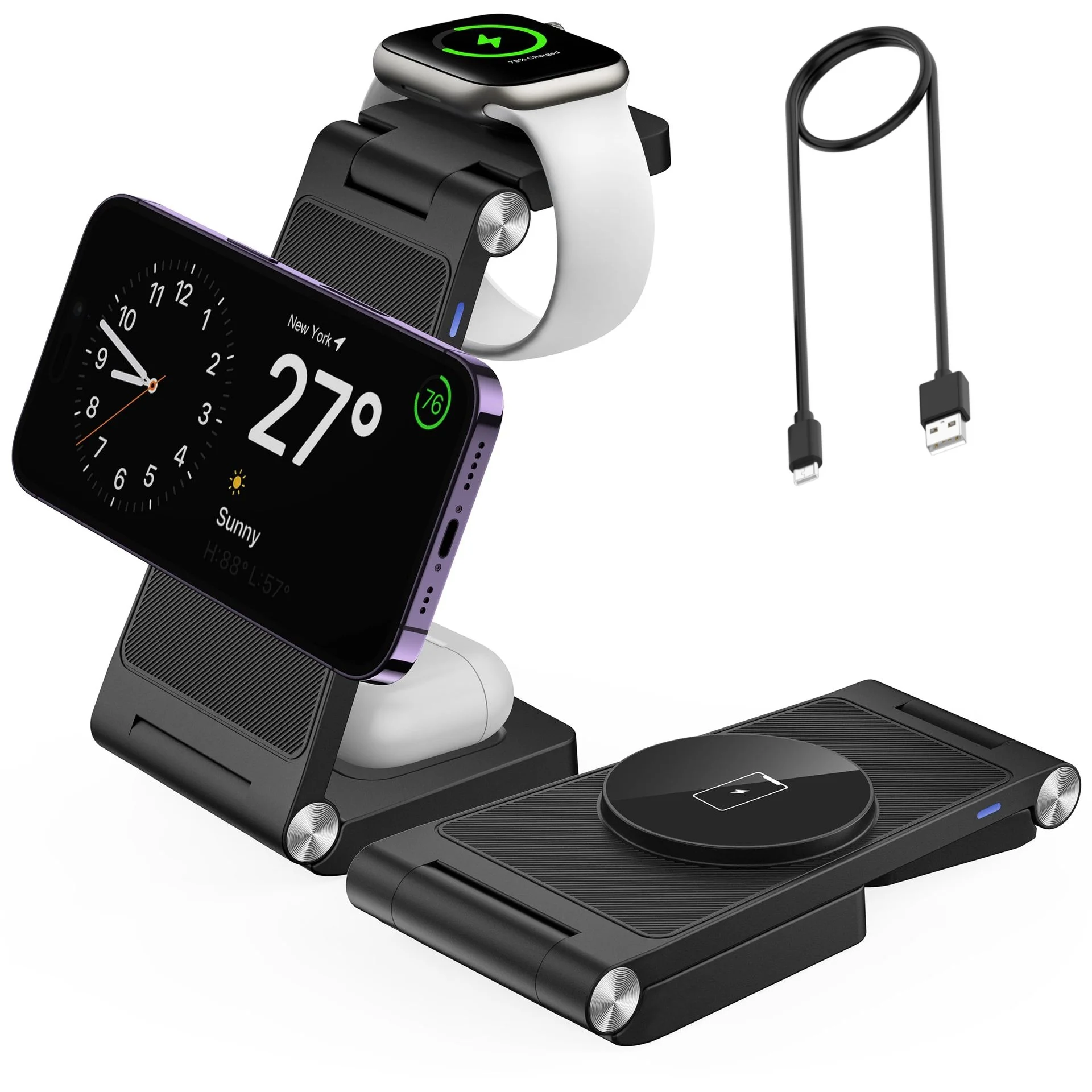 Wireless 15W Fast Charging Station for iPhone 17/16/15,Qi2 with Magsafe,3 in 1 Magnetic Charger Stand for iWatch,AirPods 4
Wireless 15W Fast Charging Station for iPhone 17/16/15,Qi2 with Magsafe,3 in 1 Magnetic Charger Stand for iWatch,AirPods 4